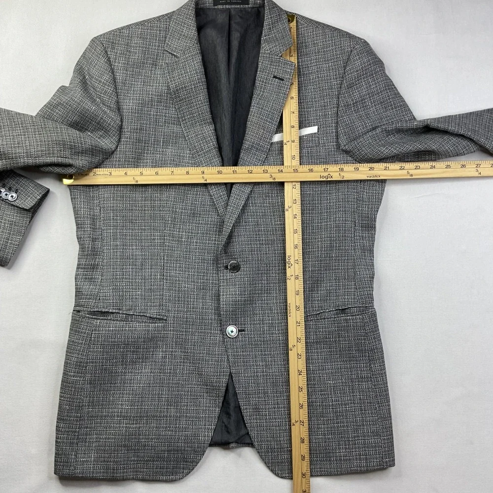 Hugo Boss Hutson Slim Fit Grey Textured Blazer Sport Coat Mens 40R US 50 EU